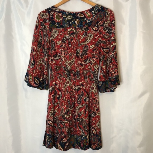 Flying Tomato Boho Paisley Embroidered Red Dress Size S - Picture 6 of 12